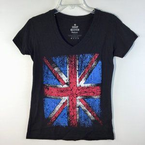 shop 4 ever english print v neck short shots top